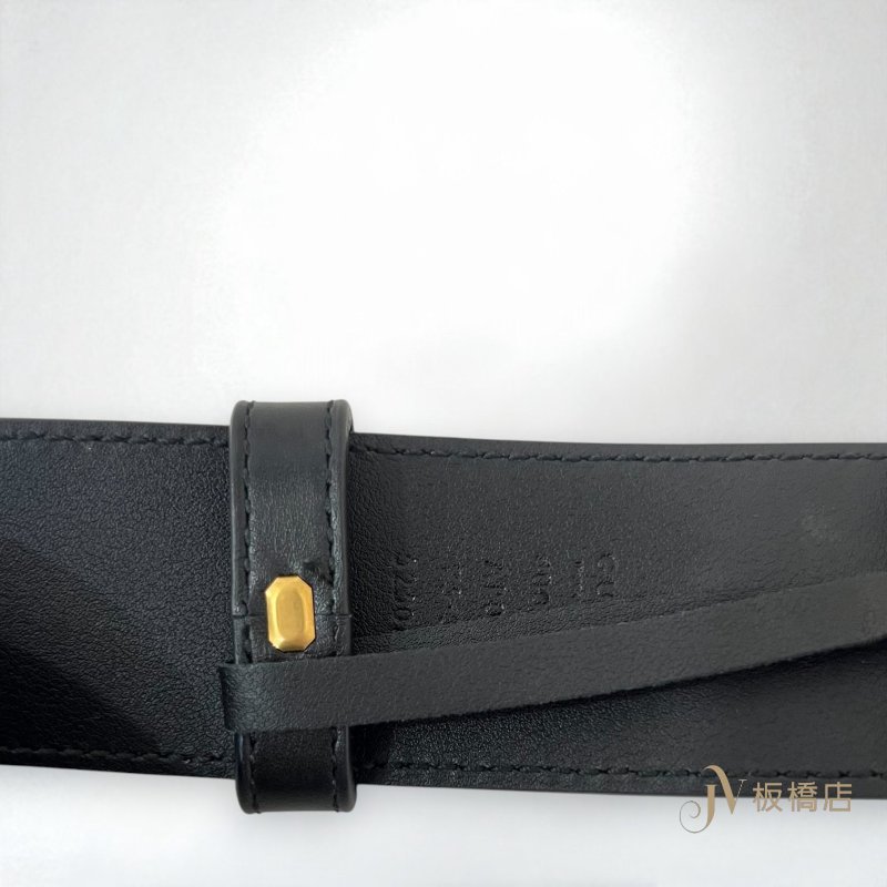 Gucci皮帶 黑色牛皮復古金GG logo皮帶400593-5