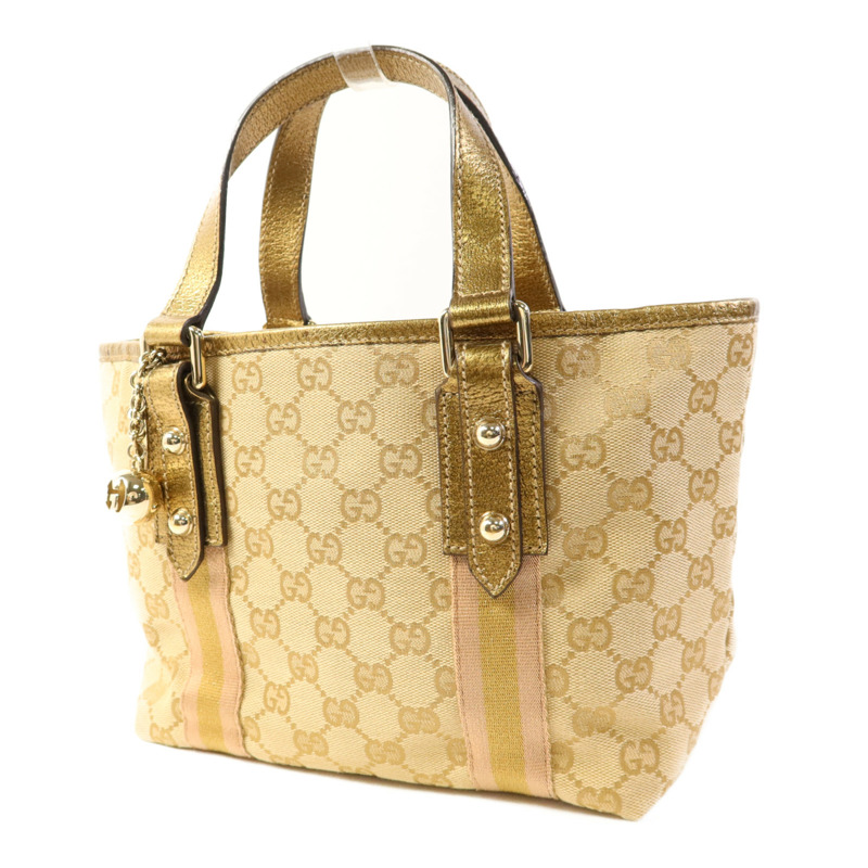 GUCCI 帆布Hand Bag金扣手挽袋-2
