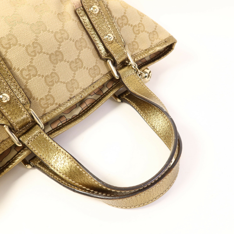 GUCCI 帆布Hand Bag金扣手挽袋-4