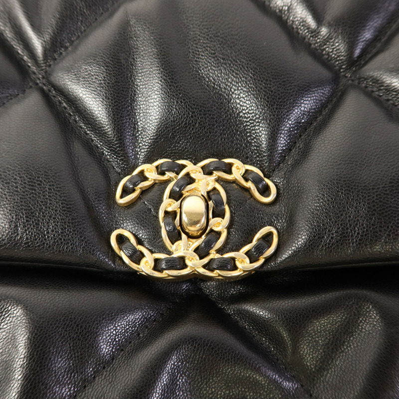 CHANEL 羊皮皮革Chanel 19 Large鏈帶手挽肩背兩用袋-10