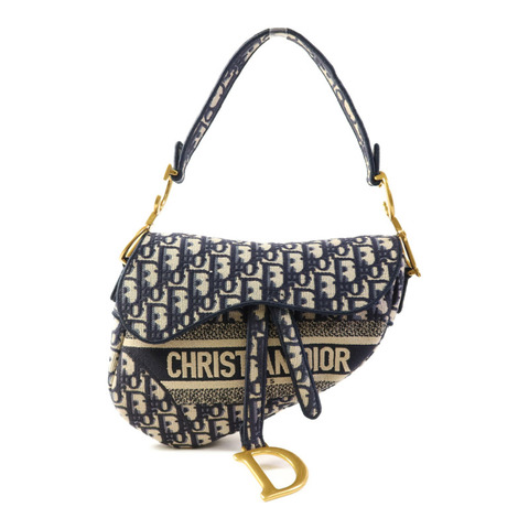Dior 帆布Saddle Bag金扣手挽袋