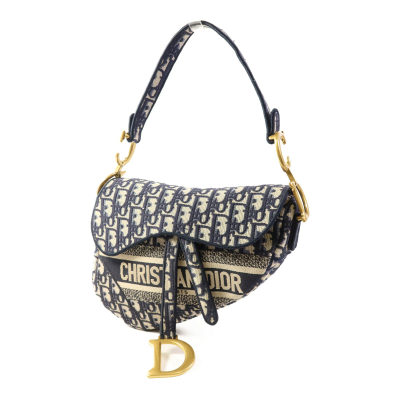 Dior 帆布Saddle Bag金扣手挽袋-1