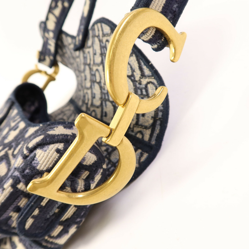 Dior 帆布Saddle Bag金扣手挽袋-9