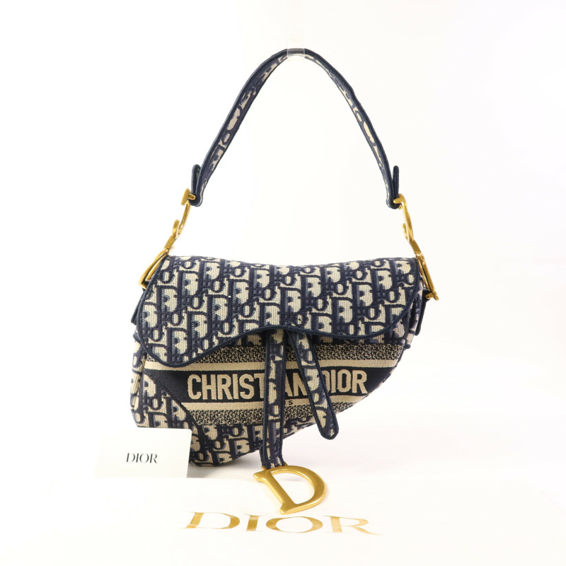 Dior 帆布Saddle Bag金扣手挽袋-14