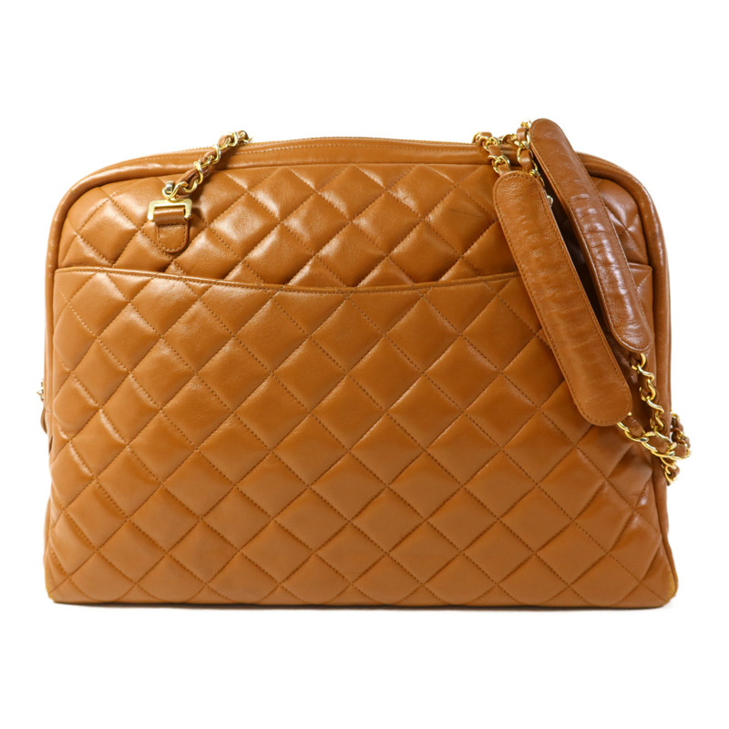 CHANEL 牛皮皮革Vintage Chain Shoulder金扣鏈帶肩背袋-0