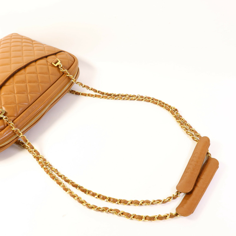 CHANEL 牛皮皮革Vintage Chain Shoulder金扣鏈帶肩背袋-4