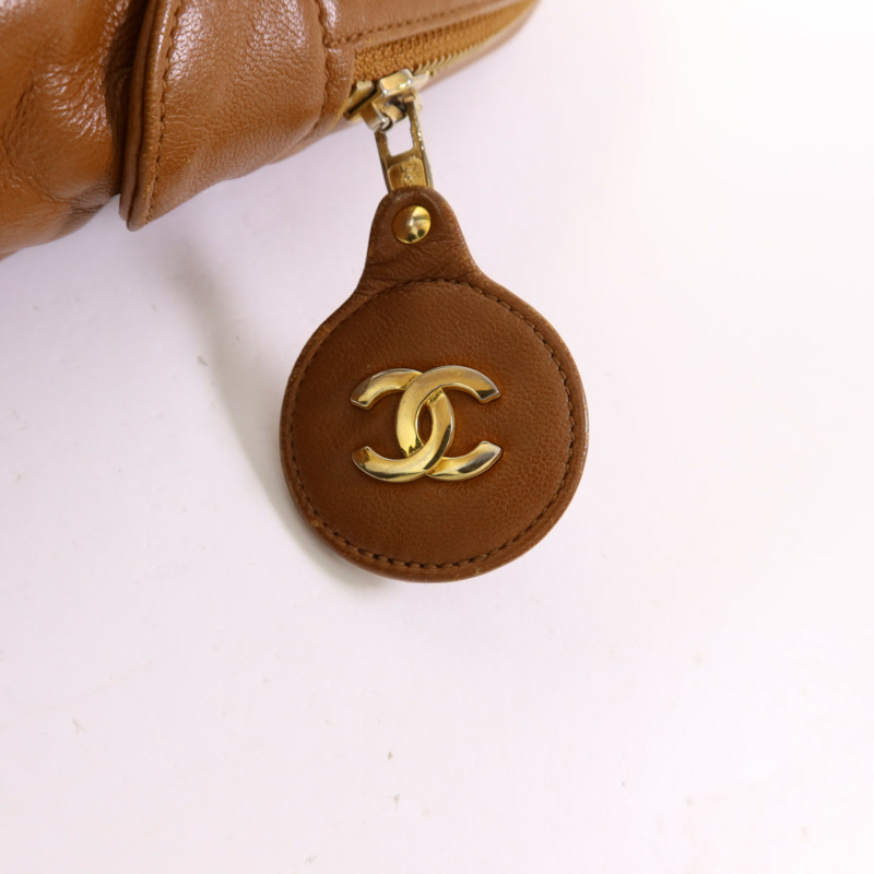 CHANEL 牛皮皮革Vintage Chain Shoulder金扣鏈帶肩背袋-9