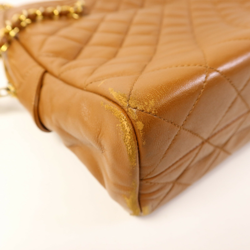 CHANEL 牛皮皮革Vintage Chain Shoulder金扣鏈帶肩背袋-13