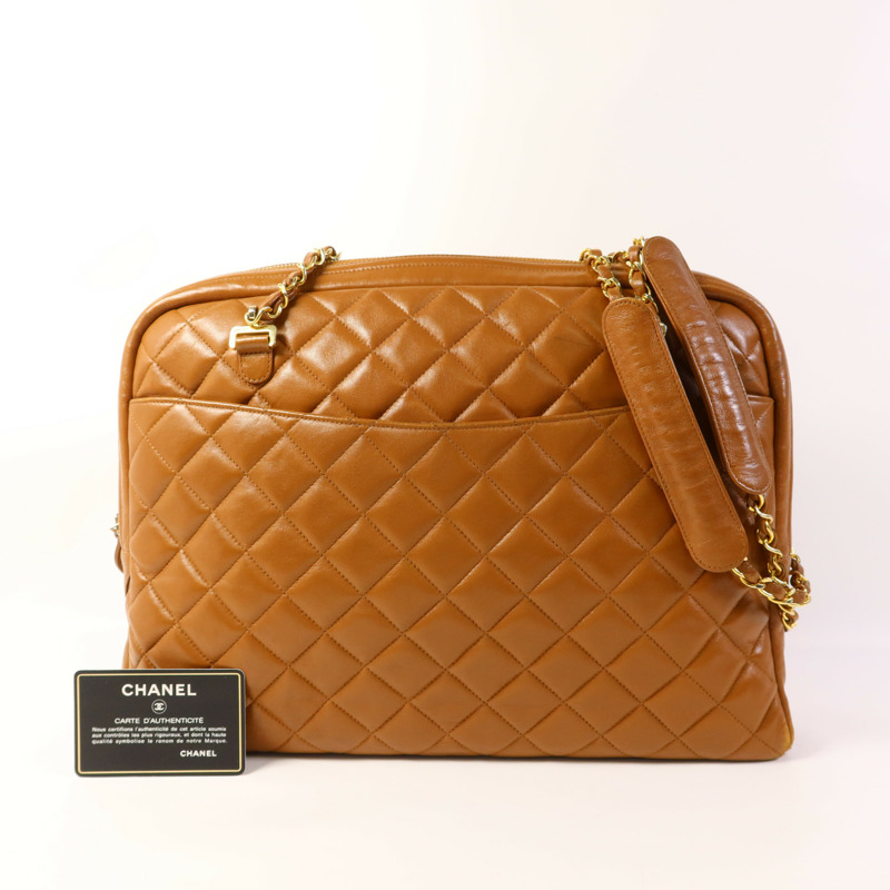 CHANEL 牛皮皮革Vintage Chain Shoulder金扣鏈帶肩背袋-18