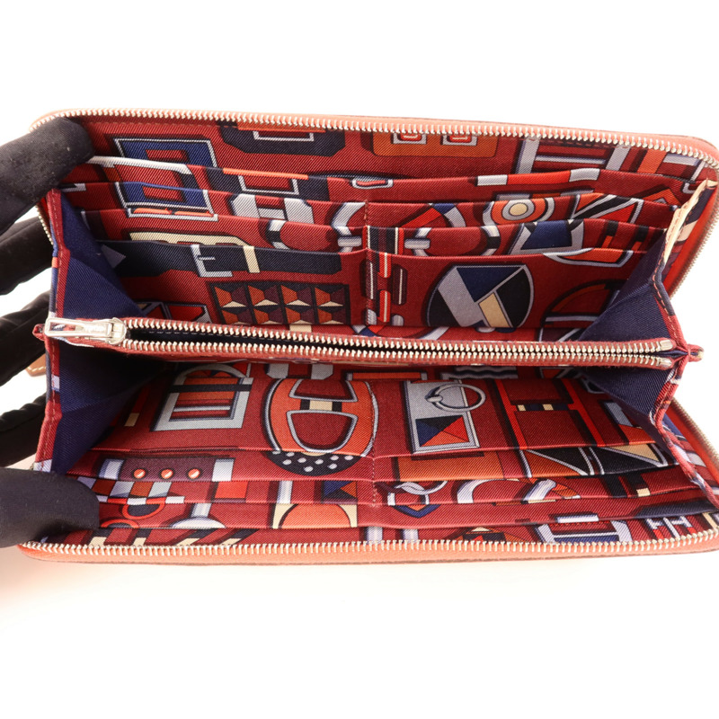 HERMES Epsom皮革Silk'In Long Wallet銀扣長錢包Rose Jaipur-4