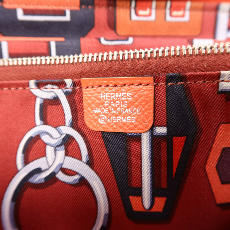 HERMES Epsom皮革Silk'In Long Wallet銀扣長錢包Rose Jaipur-5