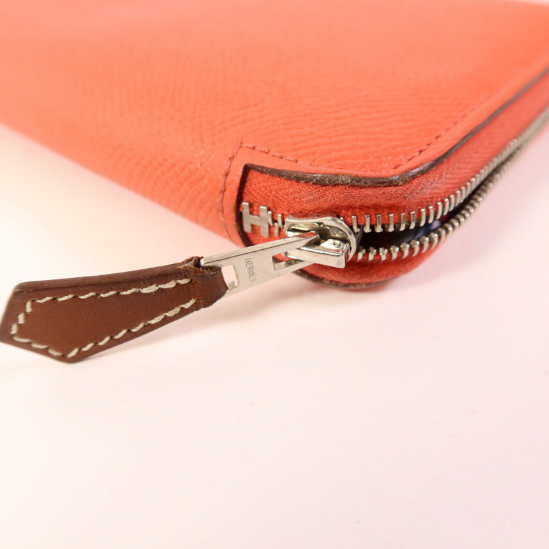 HERMES Epsom皮革Silk'In Long Wallet銀扣長錢包Rose Jaipur-7