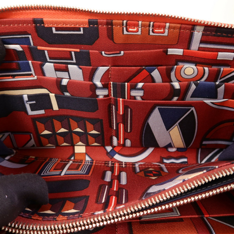 HERMES Epsom皮革Silk'In Long Wallet銀扣長錢包Rose Jaipur-8