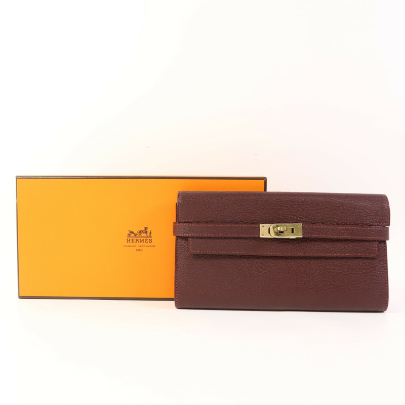 HERMES Chevre皮革Kelly Long Wallet金扣長錢包-14