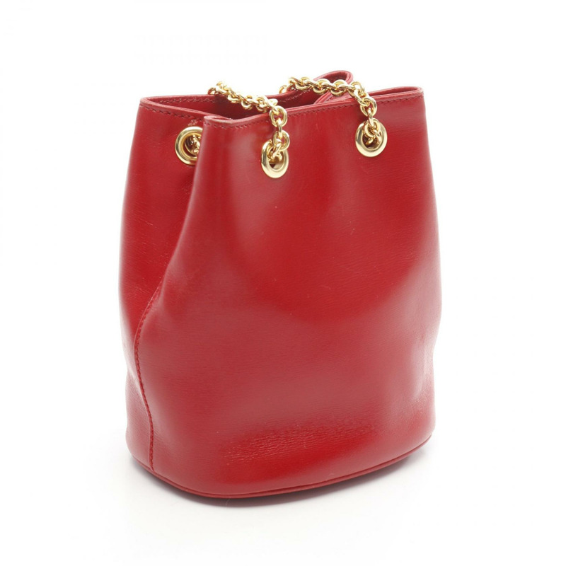 CELINE 紅色皮革鏈條單肩包，二手女款-1