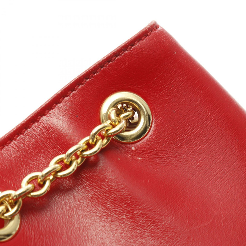 CELINE 紅色皮革鏈條單肩包，二手女款-5
