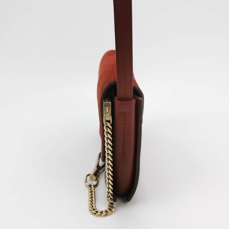 Chloe Faye 小號 牛皮 翻毛皮 拼皮 鏈條扣飾 單肩包-2