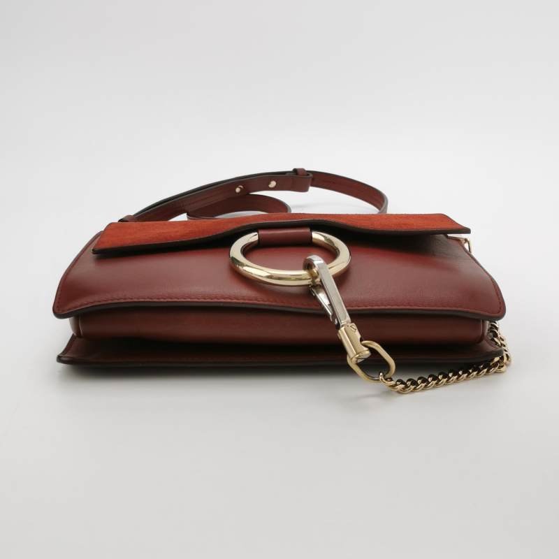 Chloe Faye 小號 牛皮 翻毛皮 拼皮 鏈條扣飾 單肩包-5