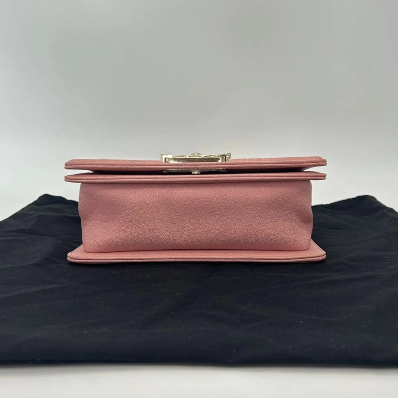 CHANEL 粉色金扣Leboy小號肩背斜背鏈條包 20.5*12*8.5 98新配件盒子塵袋-4