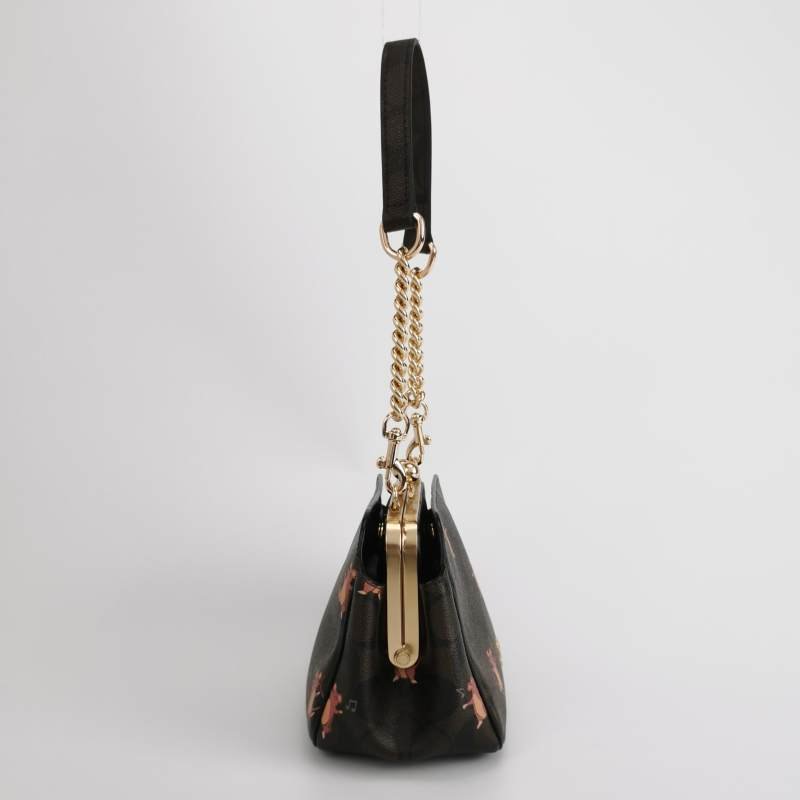 Coach 標準款 牛皮 雙C 老花 小鼠 圖案 斜背包-3