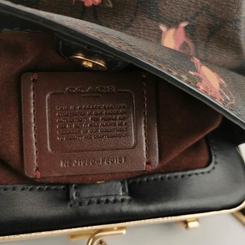 Coach 標準款 牛皮 雙C 老花 小鼠 圖案 斜背包-7