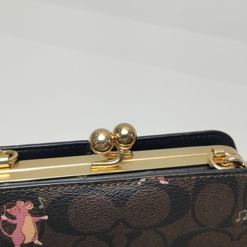 Coach 標準款 牛皮 雙C 老花 小鼠 圖案 斜背包-9