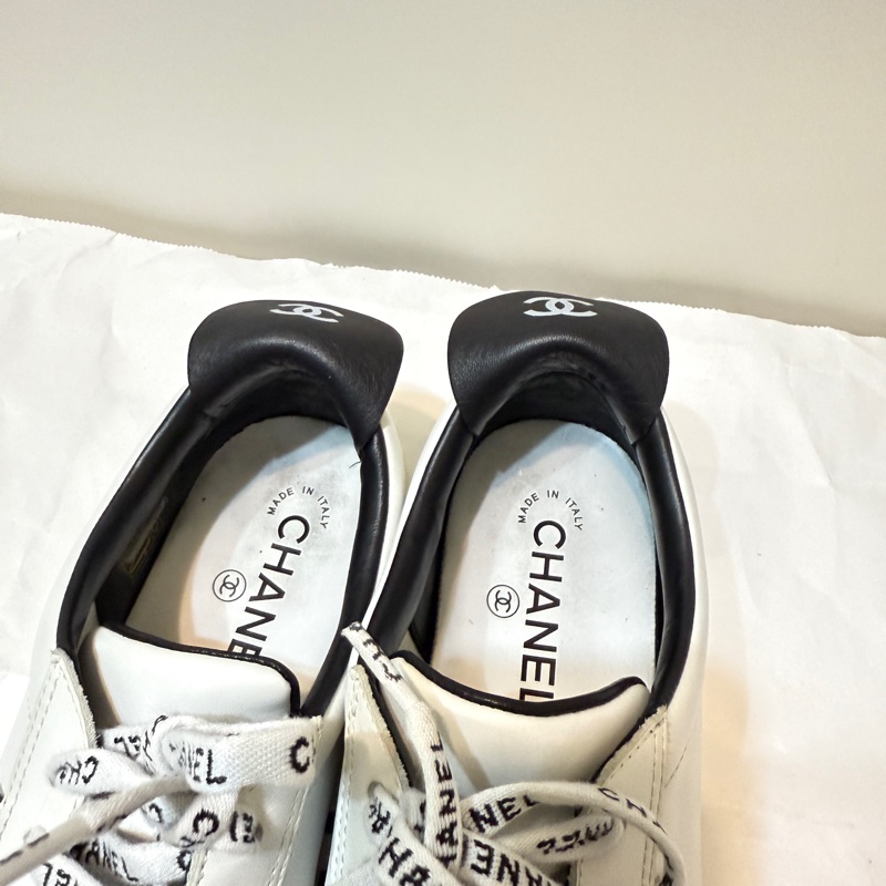『已出售』Chanel 黑標logo小白鞋38-12