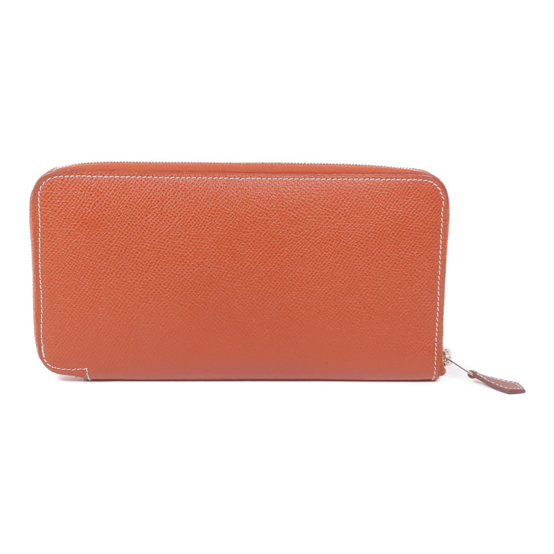 HERMES Epsom皮革Silk'In Wallet銀扣長錢包Brique-2