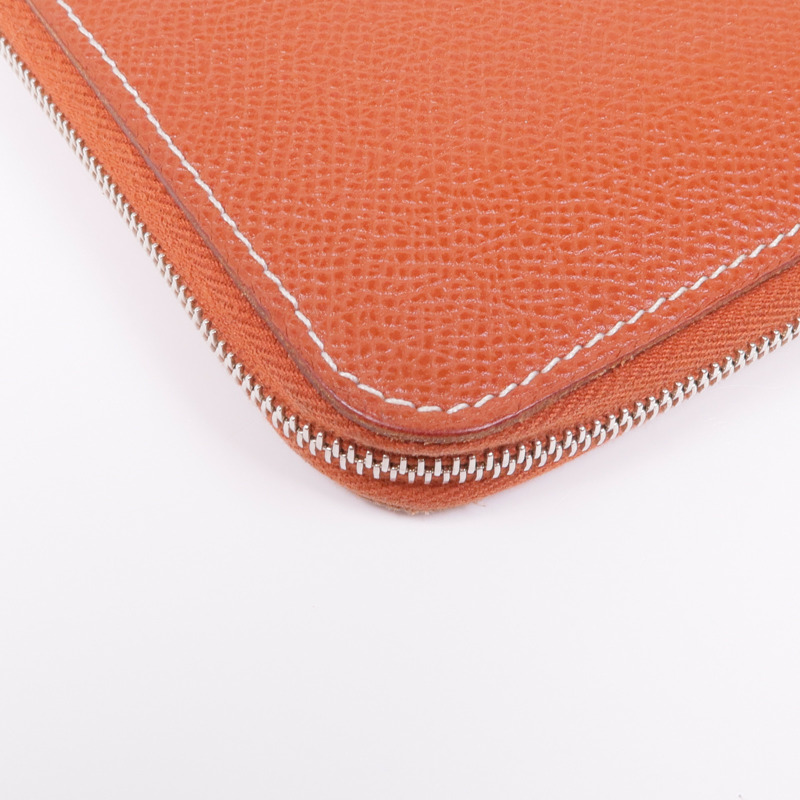 HERMES Epsom皮革Silk'In Wallet銀扣長錢包Brique-8