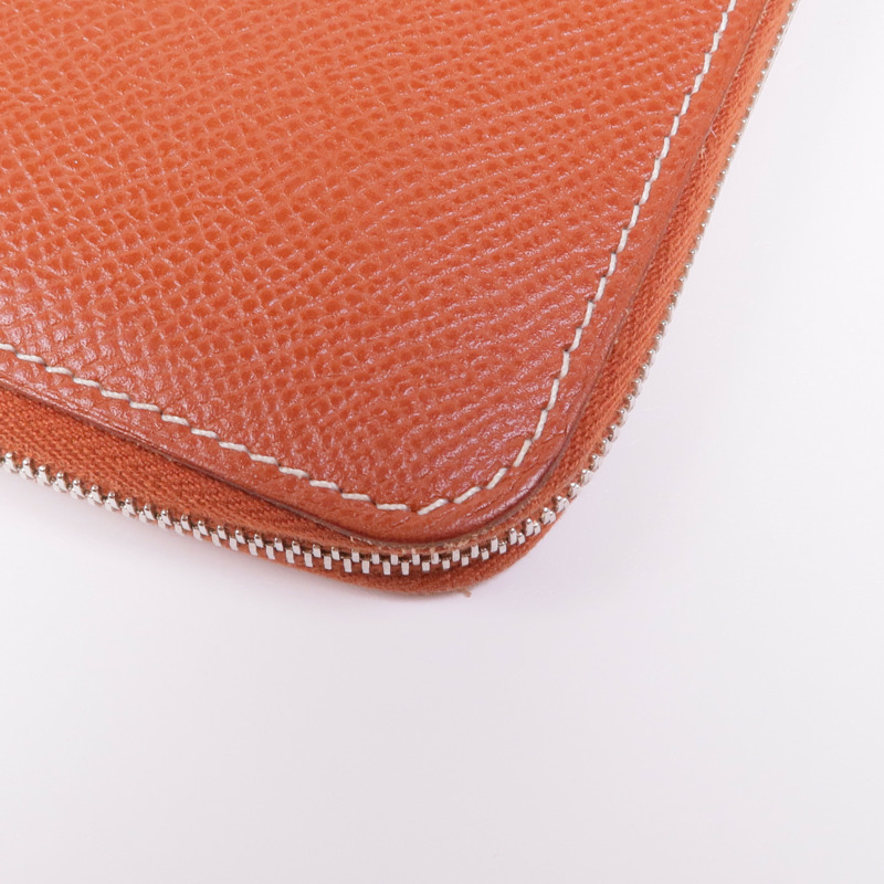 HERMES Epsom皮革Silk'In Wallet銀扣長錢包Brique-9