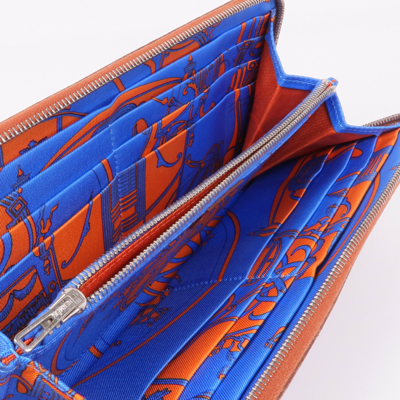 HERMES Epsom皮革Silk'In Wallet銀扣長錢包Brique-11