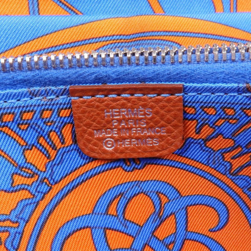 HERMES Epsom皮革Silk'In Wallet銀扣長錢包Brique-12