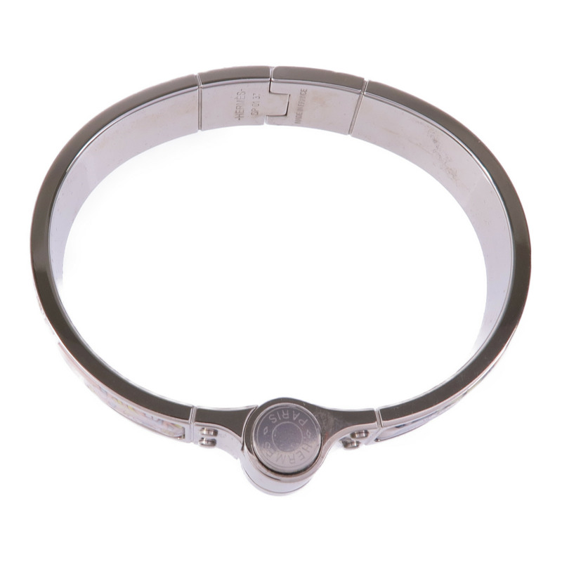HERMES 金屬/琺瑯Hinged Bracelet銀扣手鐲-3