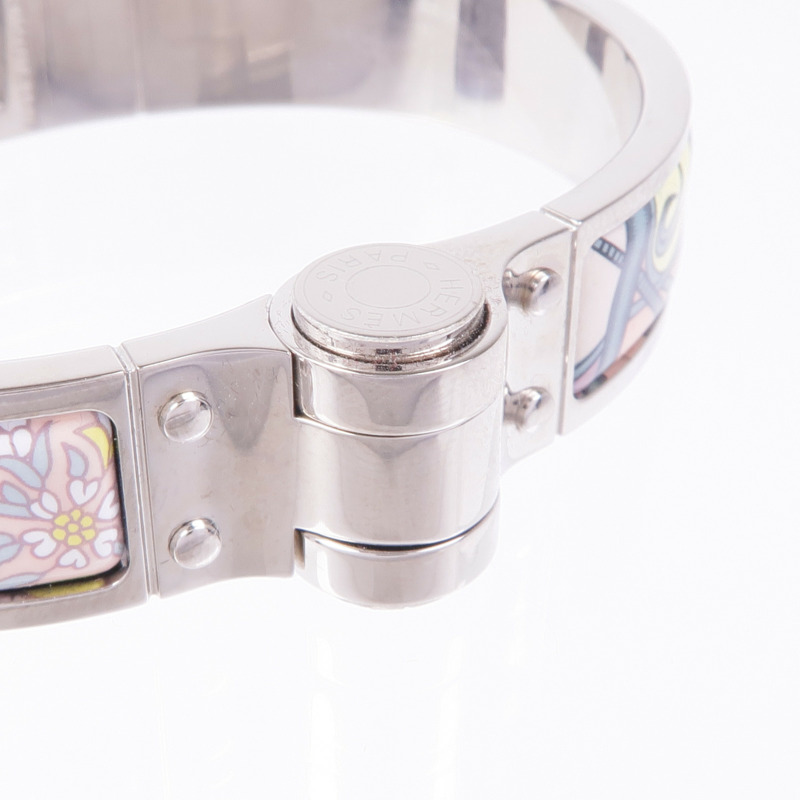 HERMES 金屬/琺瑯Hinged Bracelet銀扣手鐲-5