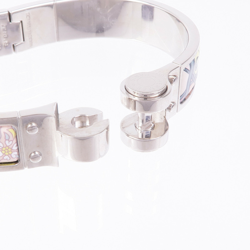 HERMES 金屬/琺瑯Hinged Bracelet銀扣手鐲-6