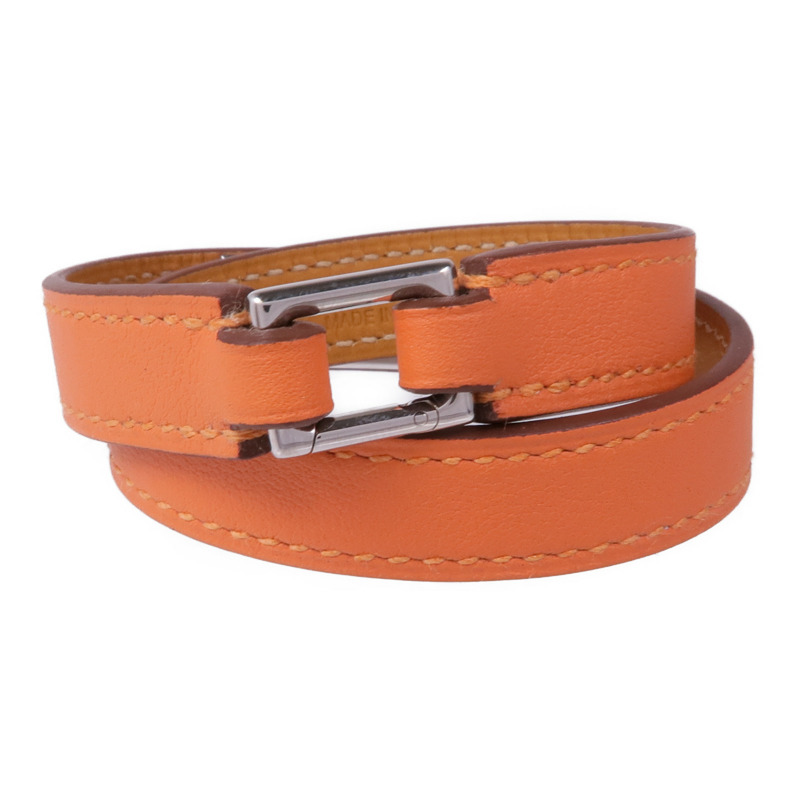 HERMES 【萬聖節商品】皮革Rivale Double Tour銀扣手帶-2