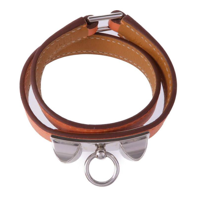 HERMES 【萬聖節商品】皮革Rivale Double Tour銀扣手帶-3