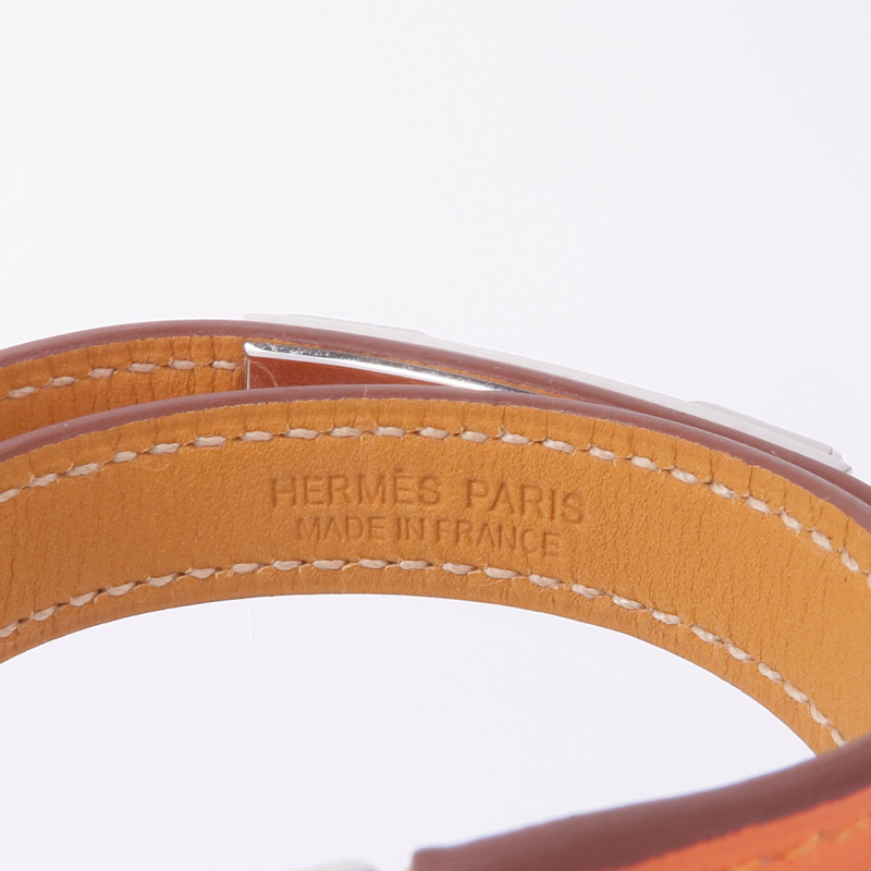 HERMES 【萬聖節商品】皮革Rivale Double Tour銀扣手帶-6