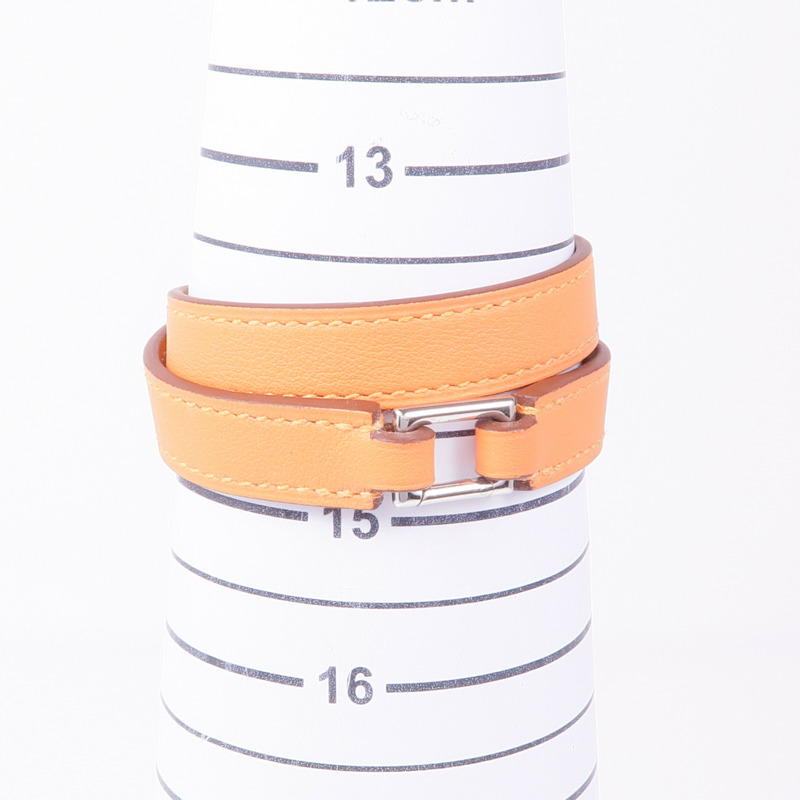 HERMES 【萬聖節商品】皮革Rivale Double Tour銀扣手帶-9