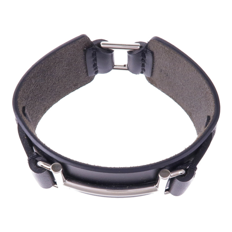 HERMES Swift皮革Cuir Bracelet銀扣手帶Noir-3
