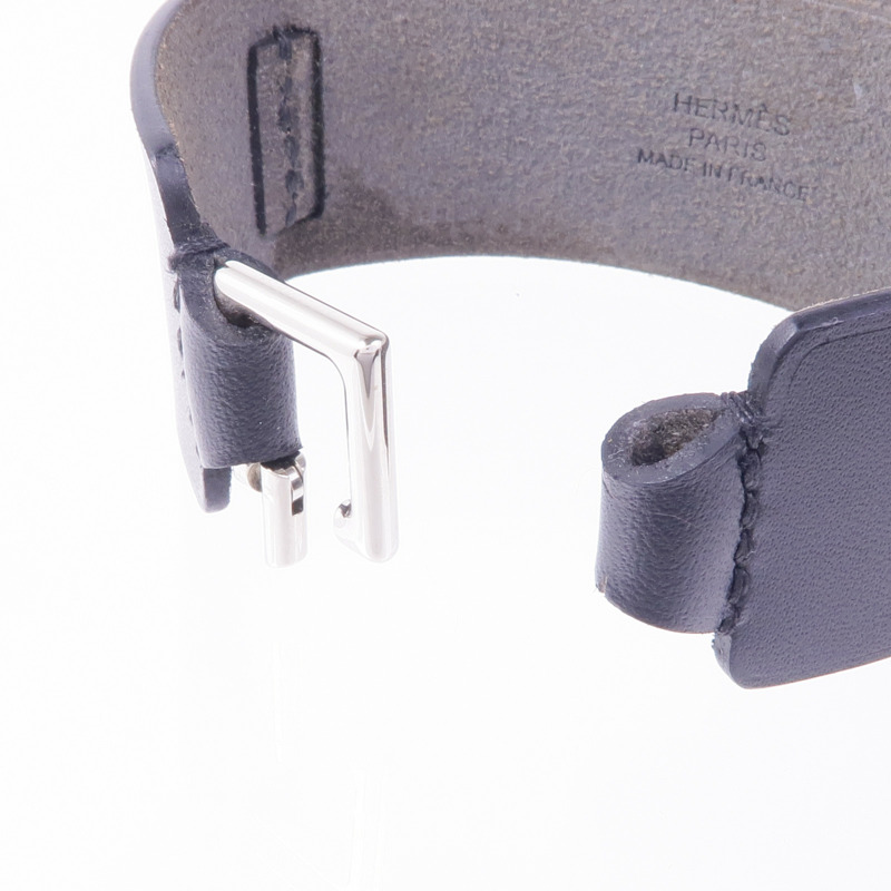 HERMES Swift皮革Cuir Bracelet銀扣手帶Noir-5