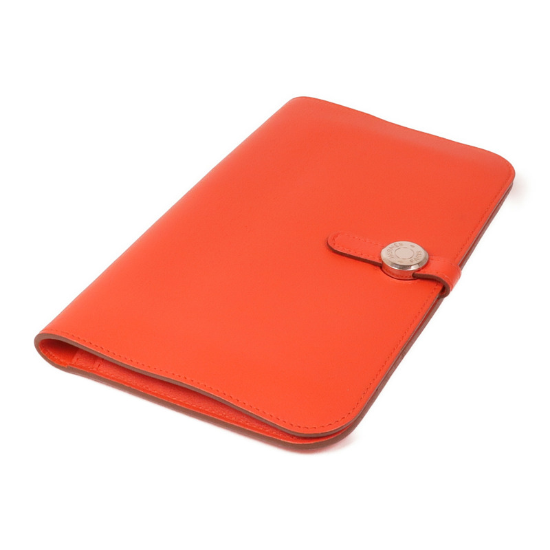 HERMES Swift皮革Dogon GM銀扣長錢包Capucine-3