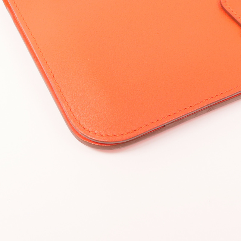 HERMES Swift皮革Dogon GM銀扣長錢包Capucine-7