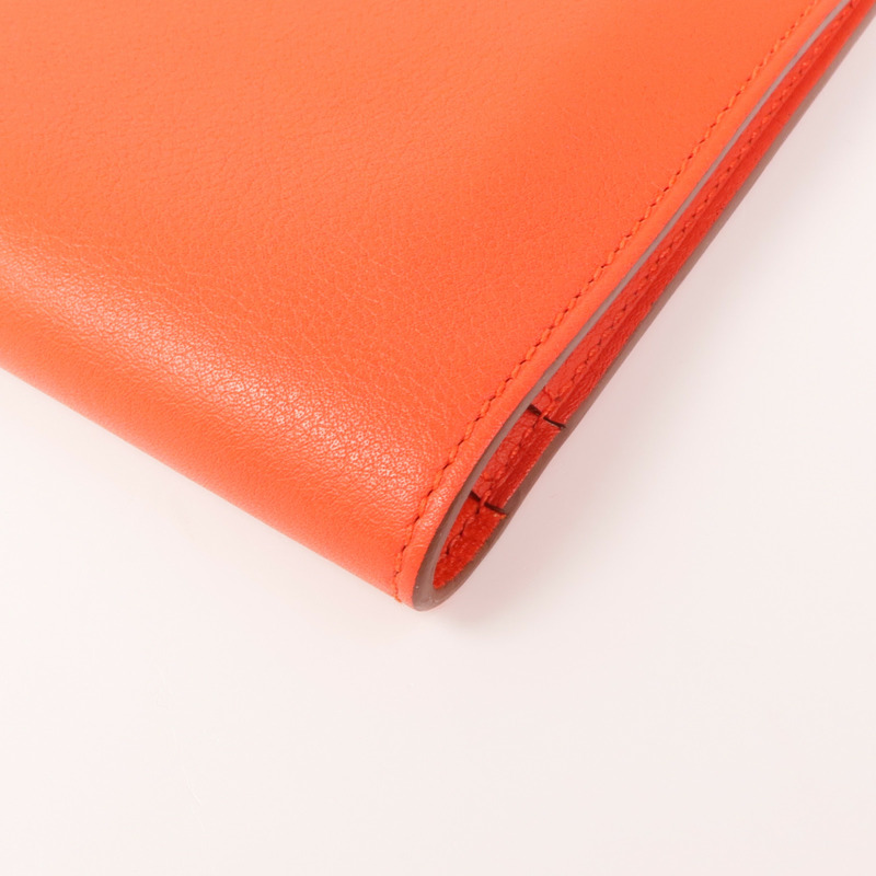 HERMES Swift皮革Dogon GM銀扣長錢包Capucine-9