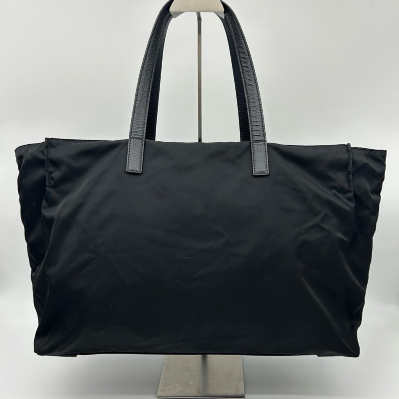「JL精品代購」prada黑銀降落傘尼龍大號手提單肩托特包-2