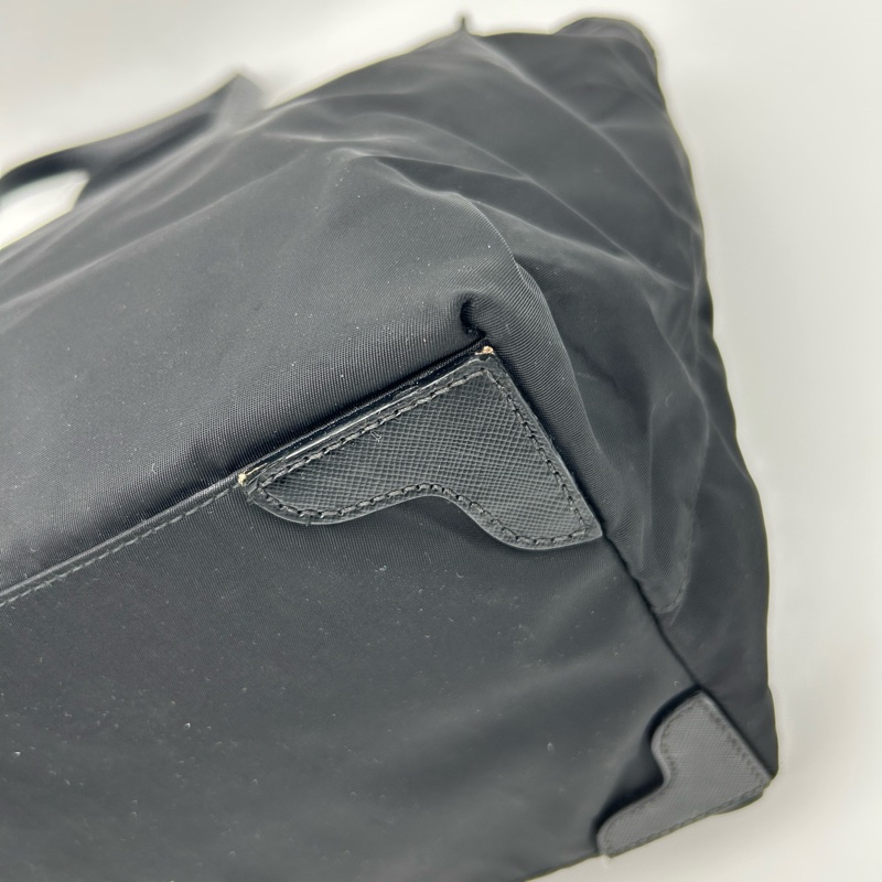 「JL精品代購」prada黑銀降落傘尼龍大號手提單肩托特包-6