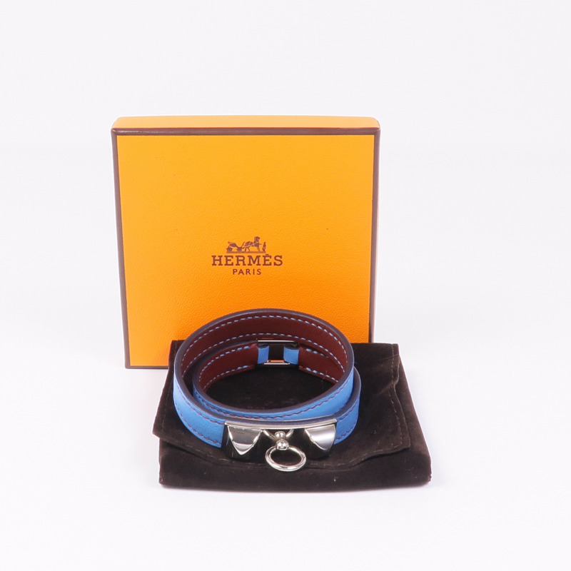 HERMES Swift皮革Rivale Double Tour銀扣手帶-9