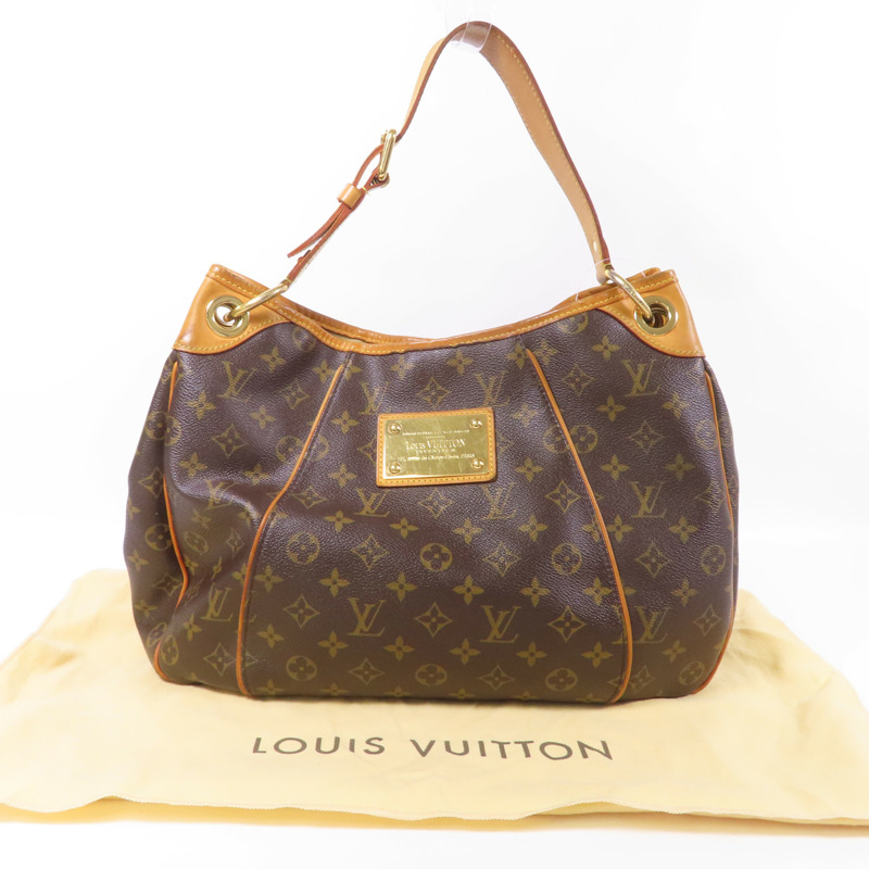 LOUIS VUITTON Monogram Galliera PM金扣肩背袋棕色-17