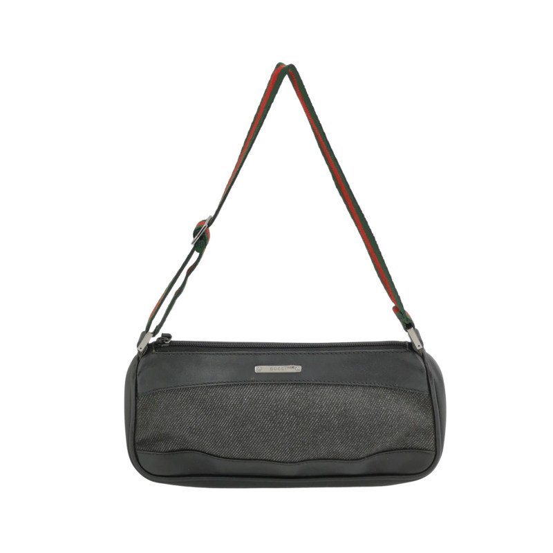 Gucci 牛皮 帆布 拼接 金屬 字母 Logo 拉鍊 單肩包-0