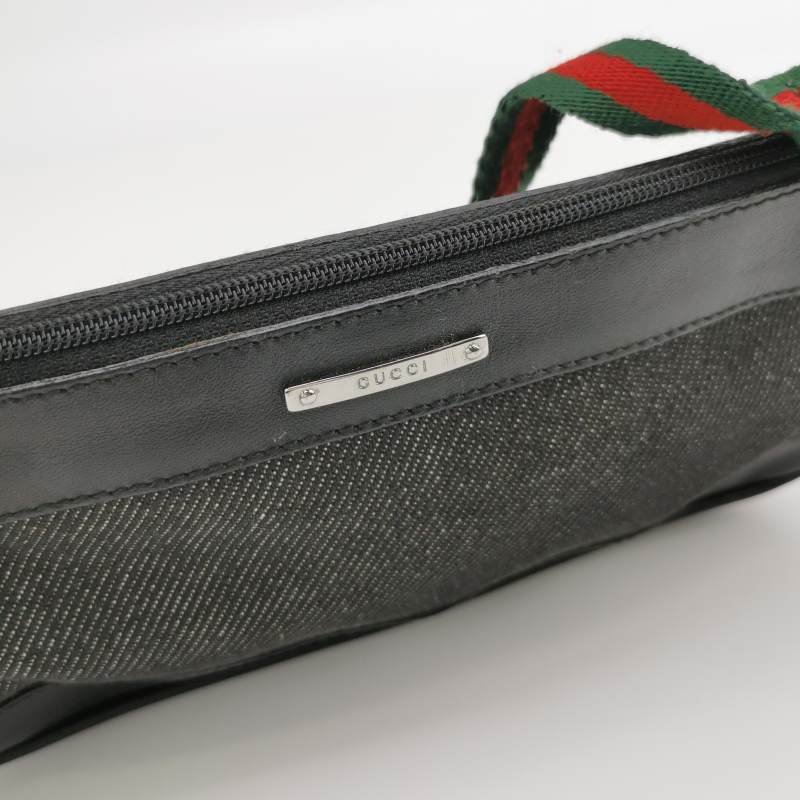 Gucci 牛皮 帆布 拼接 金屬 字母 Logo 拉鍊 單肩包-8